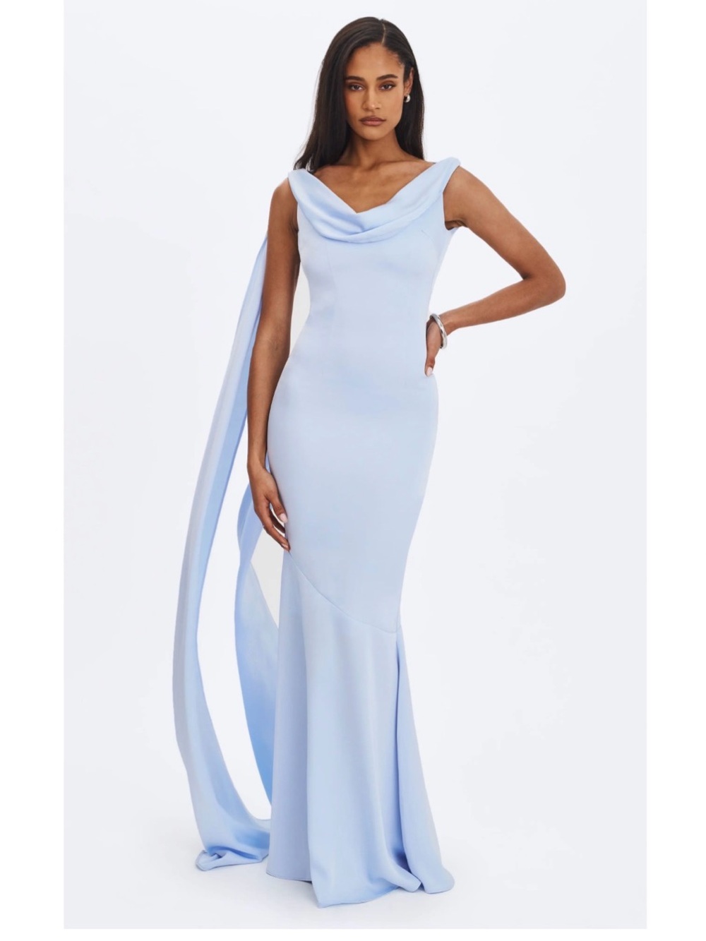 Miss Circle Eira Cowl Scarf-Detail Mermaid Maxi Dress